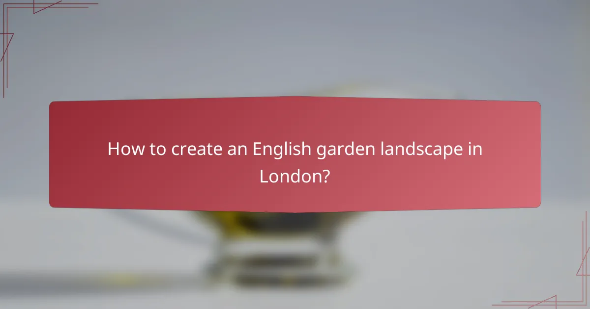 How to create an English garden landscape in London?
