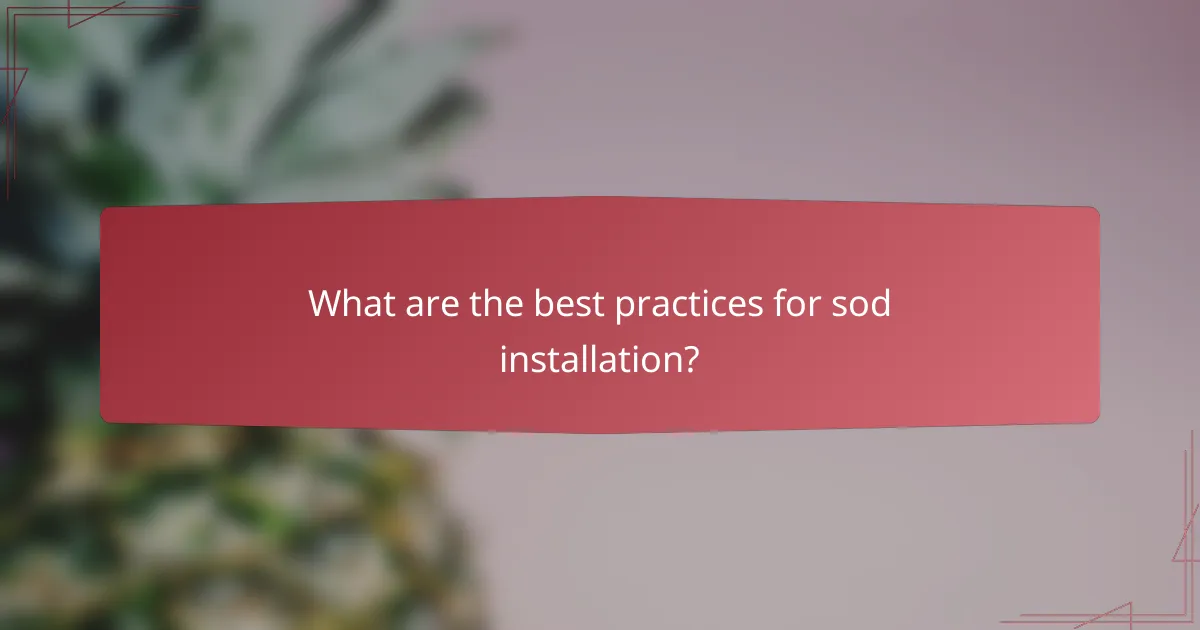 What are the best practices for sod installation?